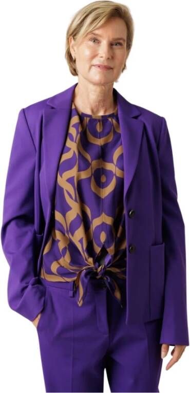 LUISA CERANO Blazer met Grove Revers en Steekzakken Purple Dames