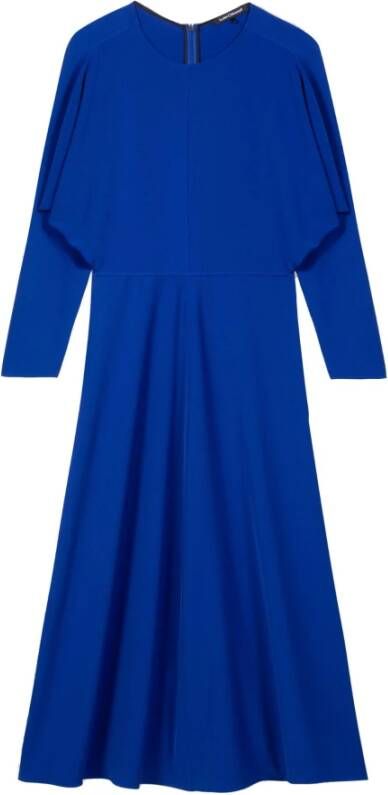 LUISA CERANO Bloemen Fit and Flare Midi Jurk Blauw Dames
