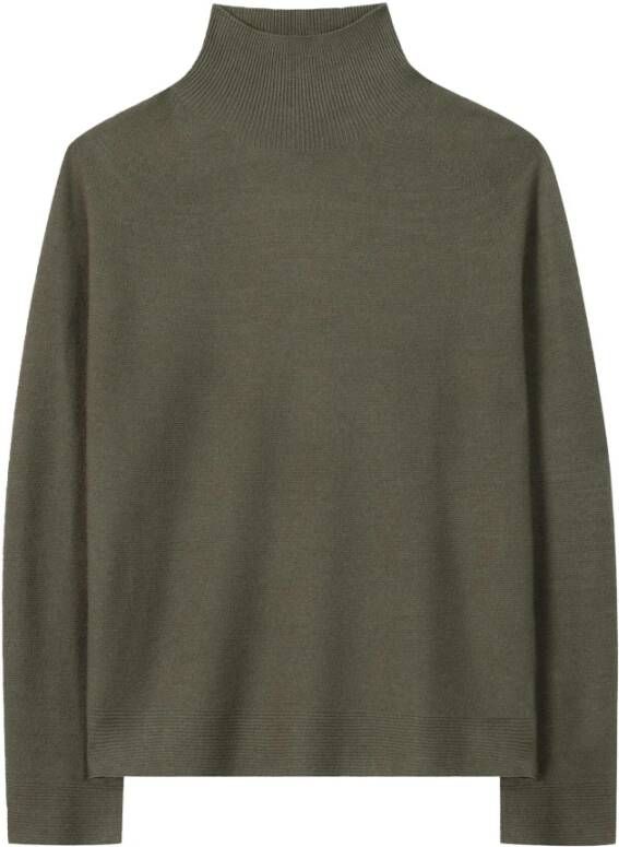 LUISA CERANO Casual Gebreide Trui met Mock Coltrui en Raglanmouwen Green Dames