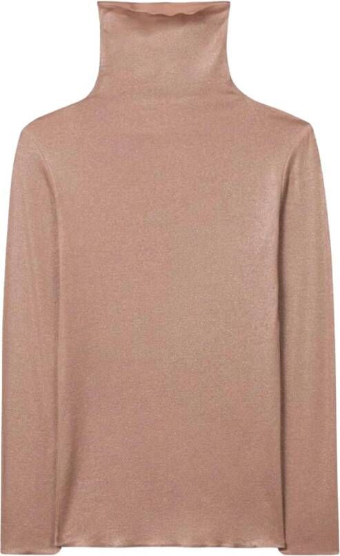LUISA CERANO Elastische Katoenmix Top met Glanzende Folieprint Pink Dames