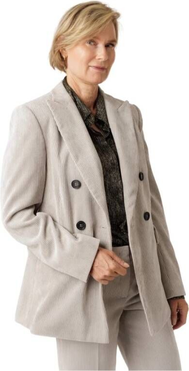 LUISA CERANO Corduroy Blazer met Revers Kraag en Knoopsluiting Grijs Dames