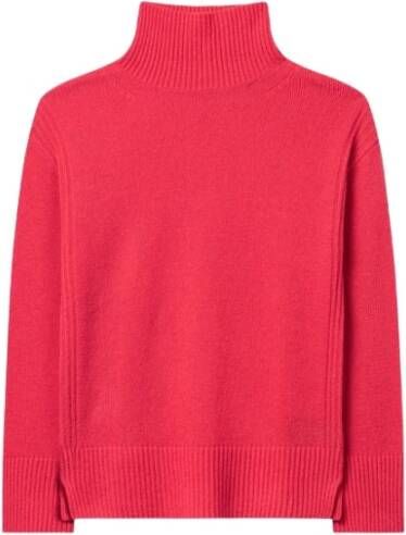 LUISA CERANO Dames Longpulli met Kelchkragen in Kaschmir-Mix Rood Dames