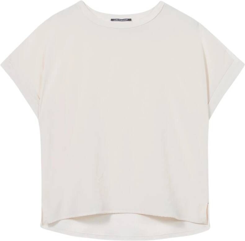 LUISA CERANO Elegant Glanzend Voorkant T-Shirt Model 388044 7600 White Dames