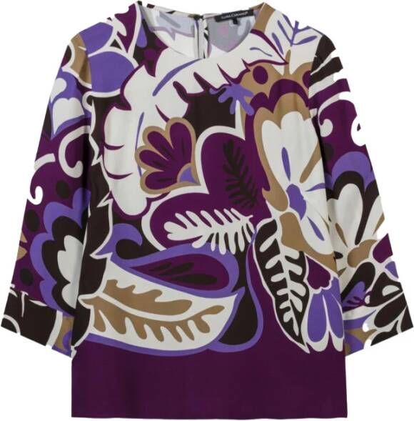 LUISA CERANO Exclusieve Bloemenprint Blouse Purple Dames