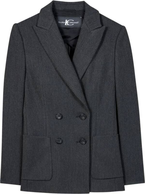 LUISA CERANO Dubbelrijige Gabardine Blazer Gray Dames