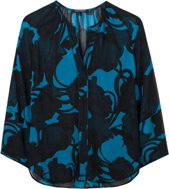 LUISA CERANO Lichtgewicht Bloemenblouse Blauw Dames