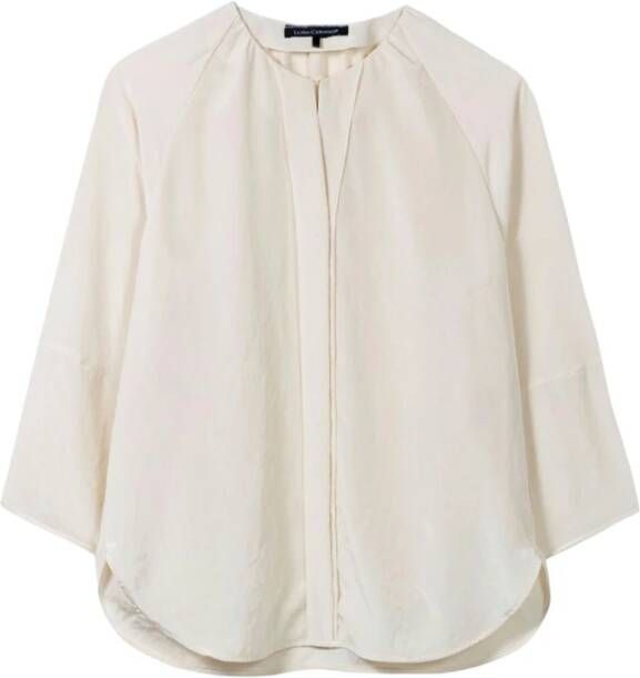 LUISA CERANO Lichtgewicht Techno Zijden Blouse met Lange Mouwen Beige Dames