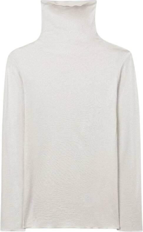 LUISA CERANO Modieus Roll Neck Shirt met Foil Print White Dames