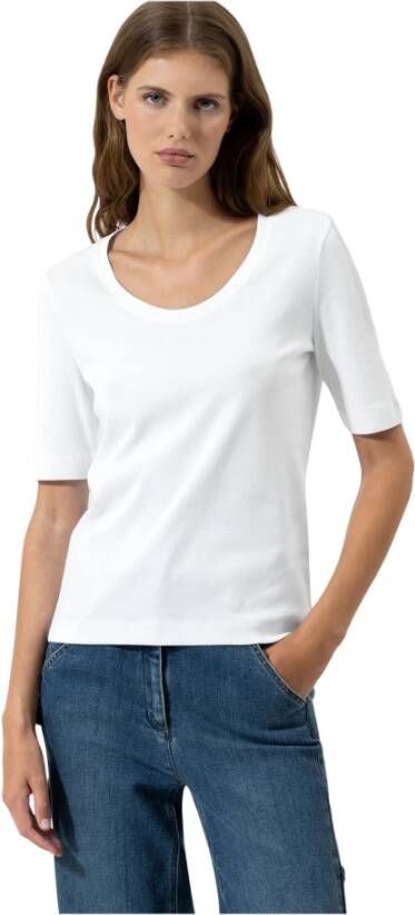 LUISA CERANO Organisch Katoenen Slim-Fit T-Shirt White Dames