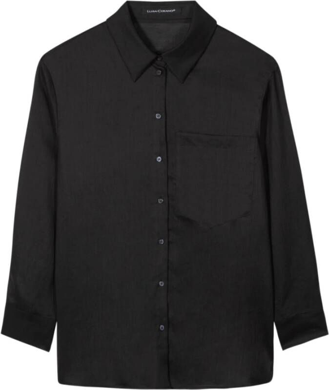 LUISA CERANO Ramie Boyfriend Blouse Zwart Dames