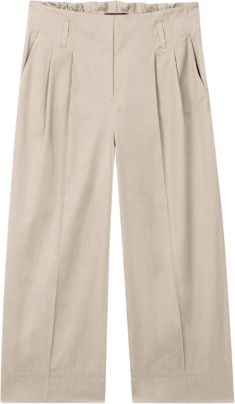 LUISA CERANO Trendy Gabardine Paperbag Broek Beige Dames