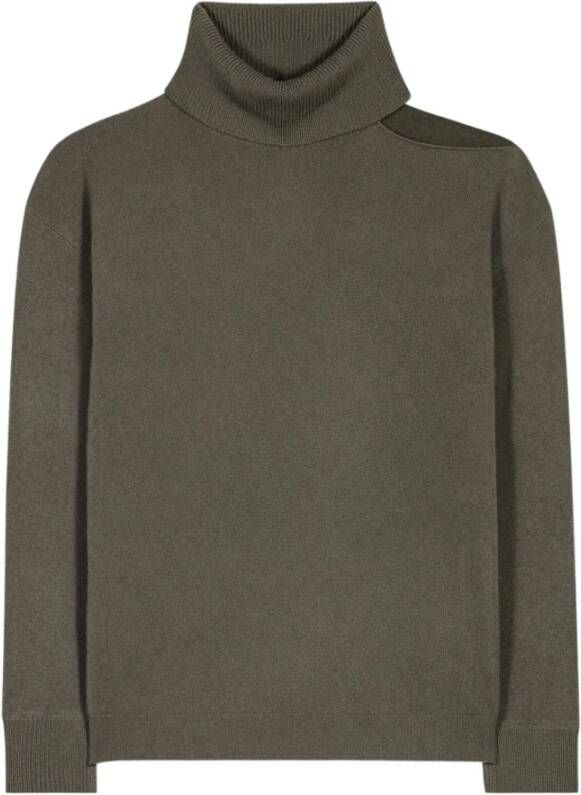 LUISA CERANO Cut-Out Kasjmiermix Trui Grijzig Khaki Green Dames