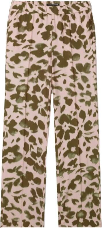 LUISA CERANO Wijde broek met dierenbloesemprint Groen Dames