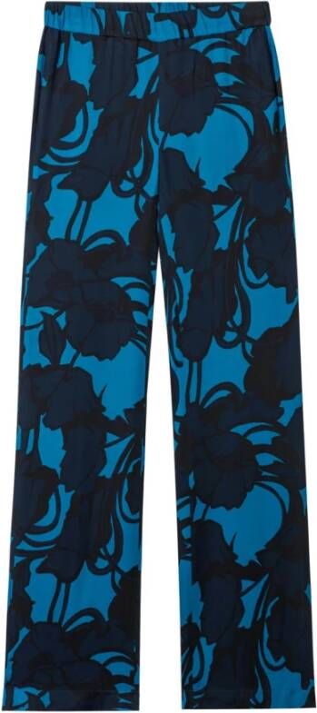 LUISA CERANO Wijde broek met exclusieve bloemenprint Blauw Dames