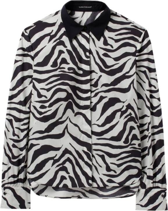 LUISA CERANO Zebra Print Blouse Zwart Dames