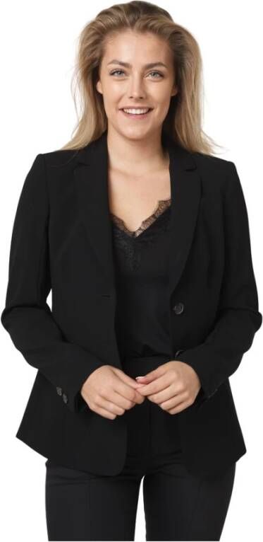 LUISA CERANO Zwarte Blazer met Uniek Afgerond Model Zwart Dames