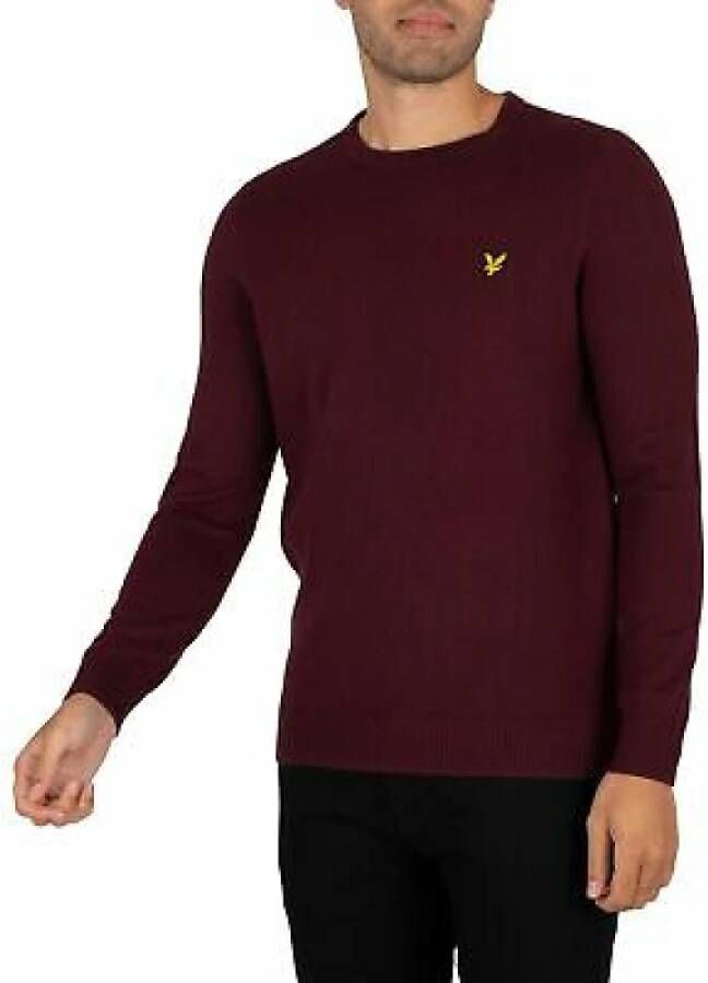 Lyle & Scott Cotton Merino Crew hals trui Purple Heren