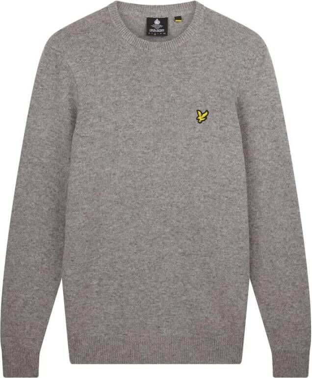 Lyle & Scott Crew Neck Lambswool Mid Grey Marl Grijs Heren