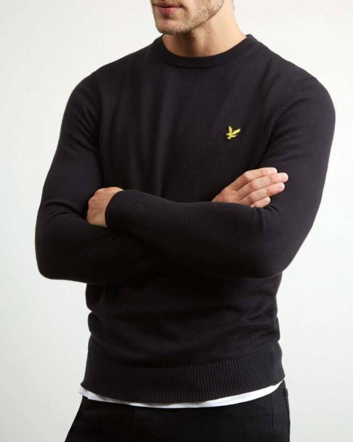 Lyle & Scott Katoen Merino Crew Neck Jumper True Black-S Zwart Heren