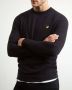 Lyle & Scott Katoen Merino Crew Neck Jumper True Black-S Zwart Heren - Thumbnail 1