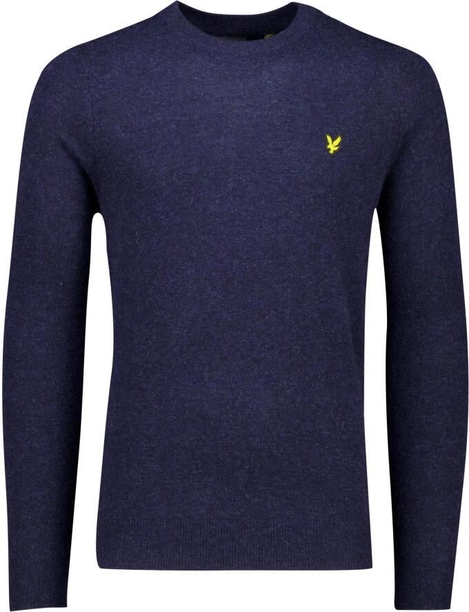 Lyle & Scott Donker Marine Melange Lamswol Blend Ronde Hals Sweater Blue Heren