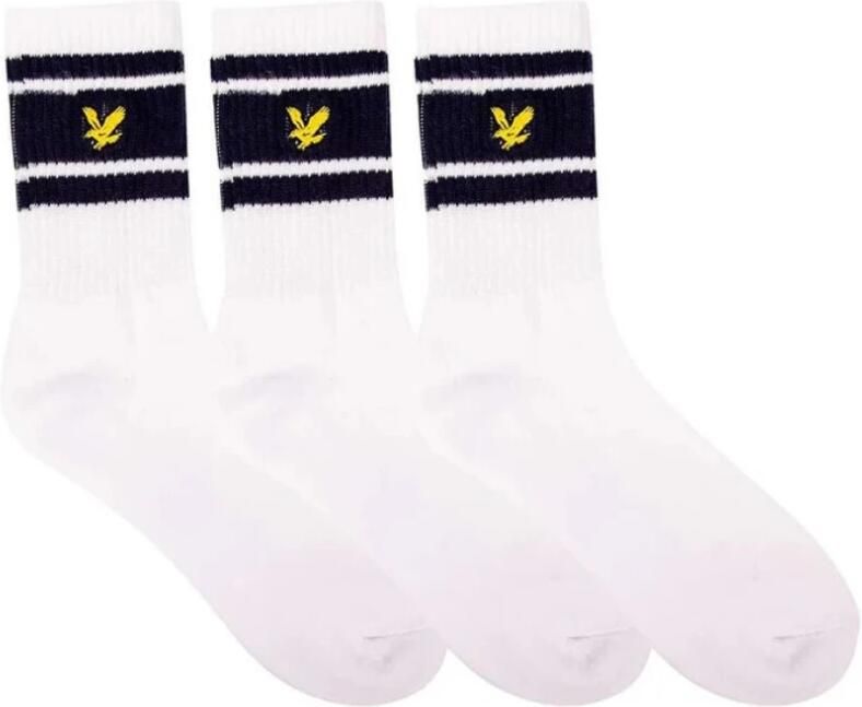 Lyle & Scott Gestreepte Crew Sokken 3-Pack White Heren - Foto 2