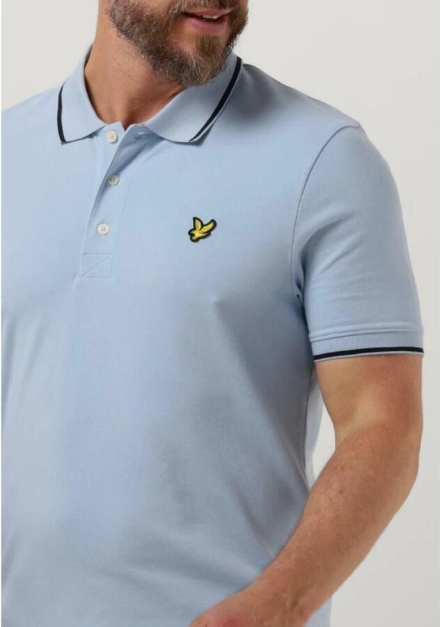 Lyle & Scott slim fit polo Tipped met contrastbies light blue dark navy - Foto 3