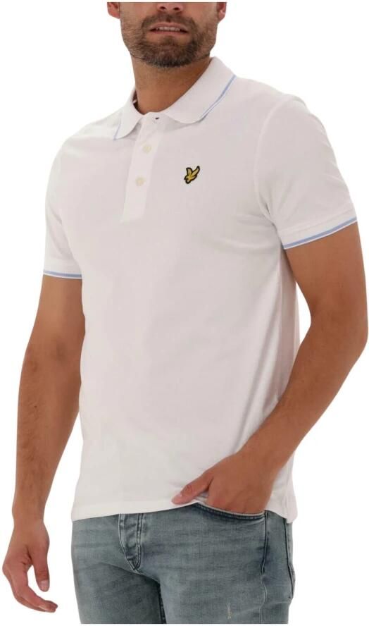 Lyle & Scott oversized polo met contrastbies white light blue - Foto 7