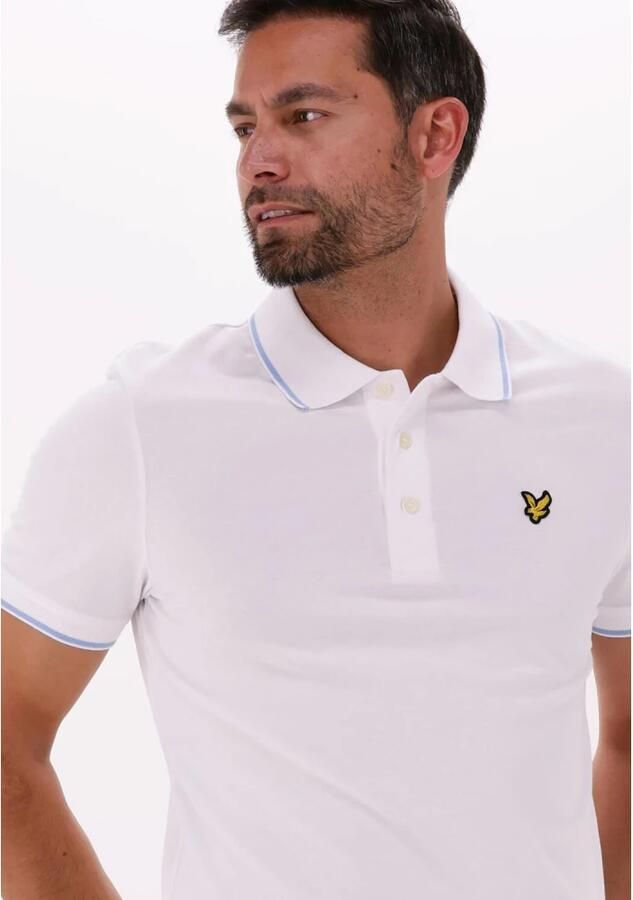 Lyle & Scott oversized polo met contrastbies white light blue - Foto 5
