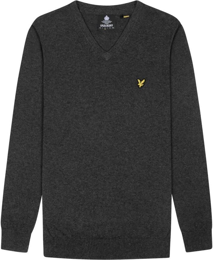 Lyle & Scott fijngebreide trui met wol charcoal marl - Foto 2