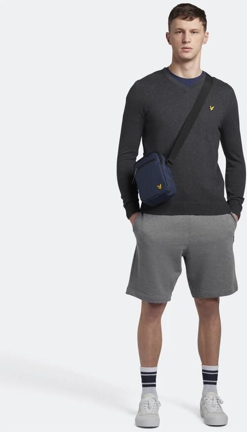 Lyle & Scott fijngebreide trui met wol charcoal marl - Foto 4