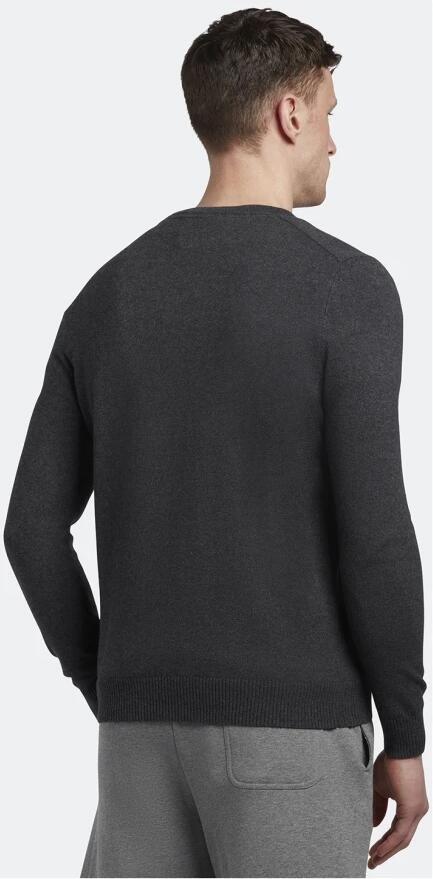 Lyle & Scott fijngebreide trui met wol charcoal marl - Foto 6