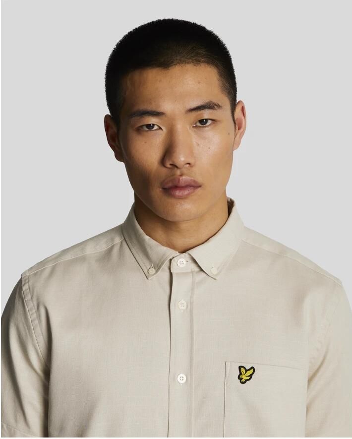 LYLE & SCOTT Heren Overhemden Cotton Slub Short Sleeve Shirt Gebroken Wit - Foto 4