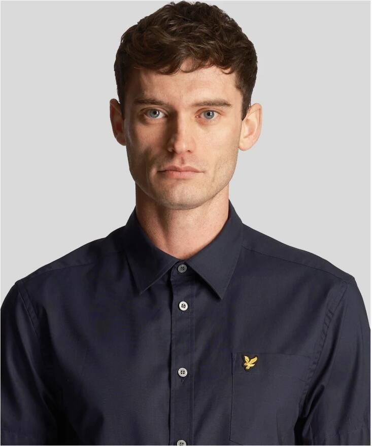 Lyle And Scott Overhemd Lange Mouw Short Sleeves Overhemd Poplin Navy