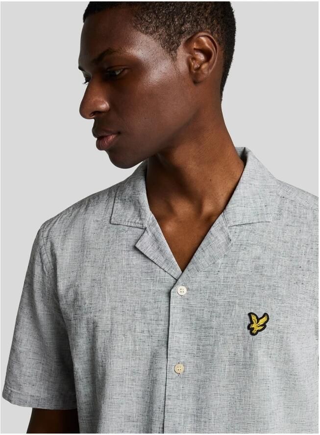 Lyle & Scott Overhemd Korte Mouw Lyle & Scott Linnenmix Oxford Revere-overhemd met korte mouwen