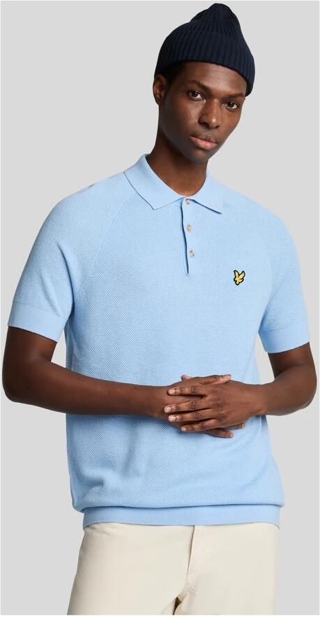 LYLE & SCOTT Heren Polo's & T-shirts Linen Blend Knitted Polo Lichtblauw - Foto 7
