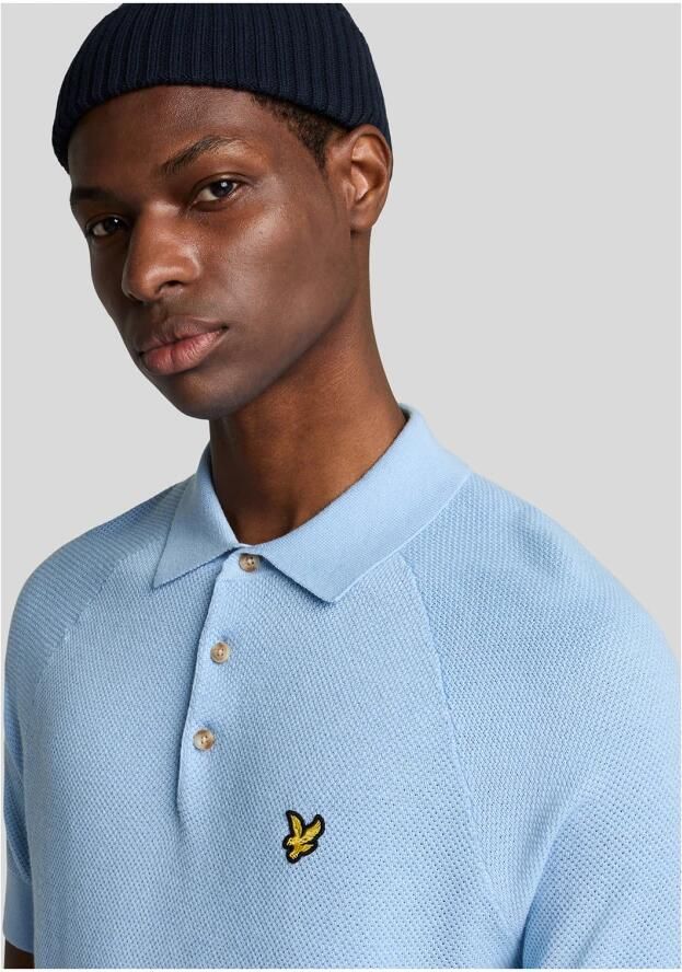 LYLE & SCOTT Heren Polo's & T-shirts Linen Blend Knitted Polo Lichtblauw - Foto 6