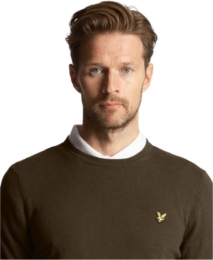 LYLE & SCOTT Heren Truien & Vesten Crew Neck Lambswool Blend Jumper Olijf - Foto 4