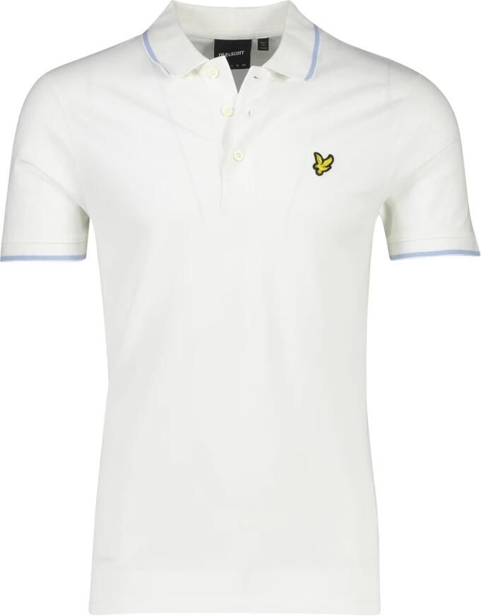 Lyle & Scott oversized polo met contrastbies white light blue - Foto 4