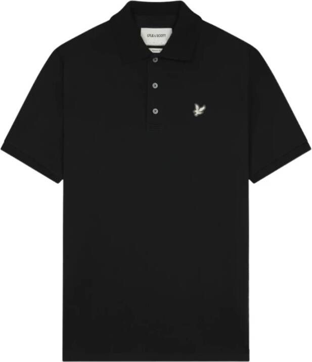 Lyle & Scott Polo- L& S Flatback Pique Polo Shirt Black Heren
