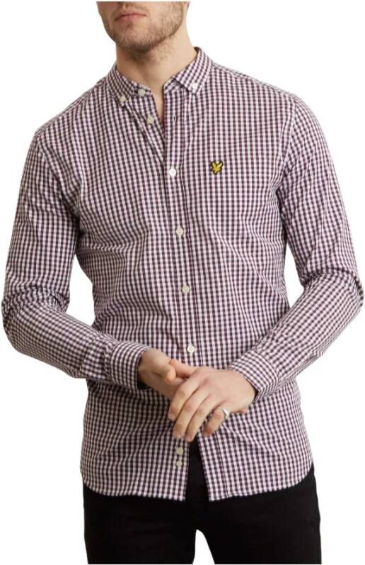 Lyle & Scott Slim Fit Gingham -Overhemd Purple Heren