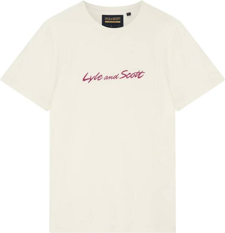 Lyle & Scott T-shirt- l s script borduurwerk s s tee White Heren