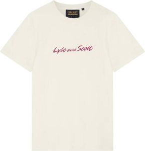 Lyle & Scott T-shirt- l s script borduurwerk s s tee Wit Heren