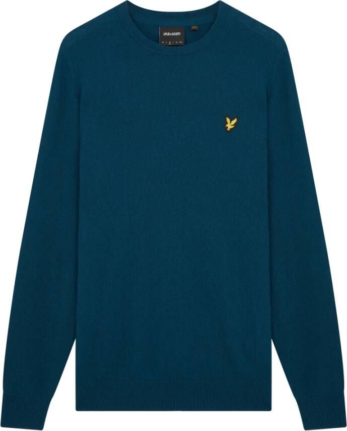Lyle & Scott Trui- L&S Cotton Merino Crew Jumper Blauw Heren