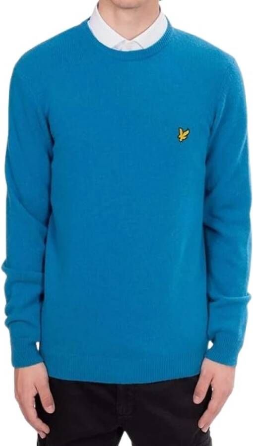 Lyle & Scott Turquoise Wolmix Crewneck Trui Blue Heren