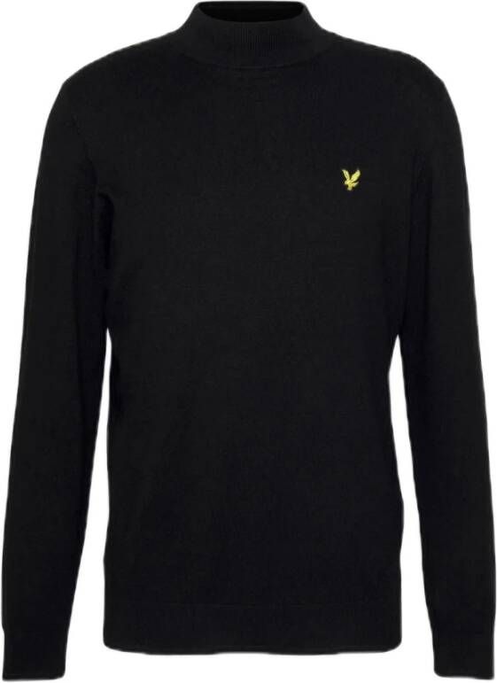 Lyle & Scott Zwarte Gebreide Trui met Geribbelde Details Black Heren