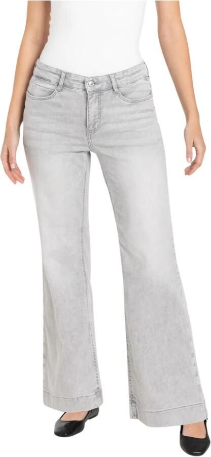 MAC Lichtgrijze Wijde Pijp Denim Broek Gray Dames