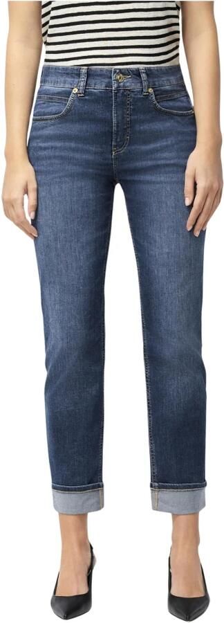 MAC regular waist straight leg jeans medium blue denim