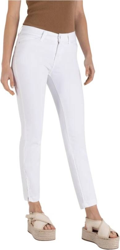 MAC Slim Fit Cropped Jeans met Ritsdetail Wit Dames