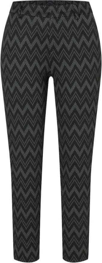 MAC straight fit broek Claris met all over print zwart grijs